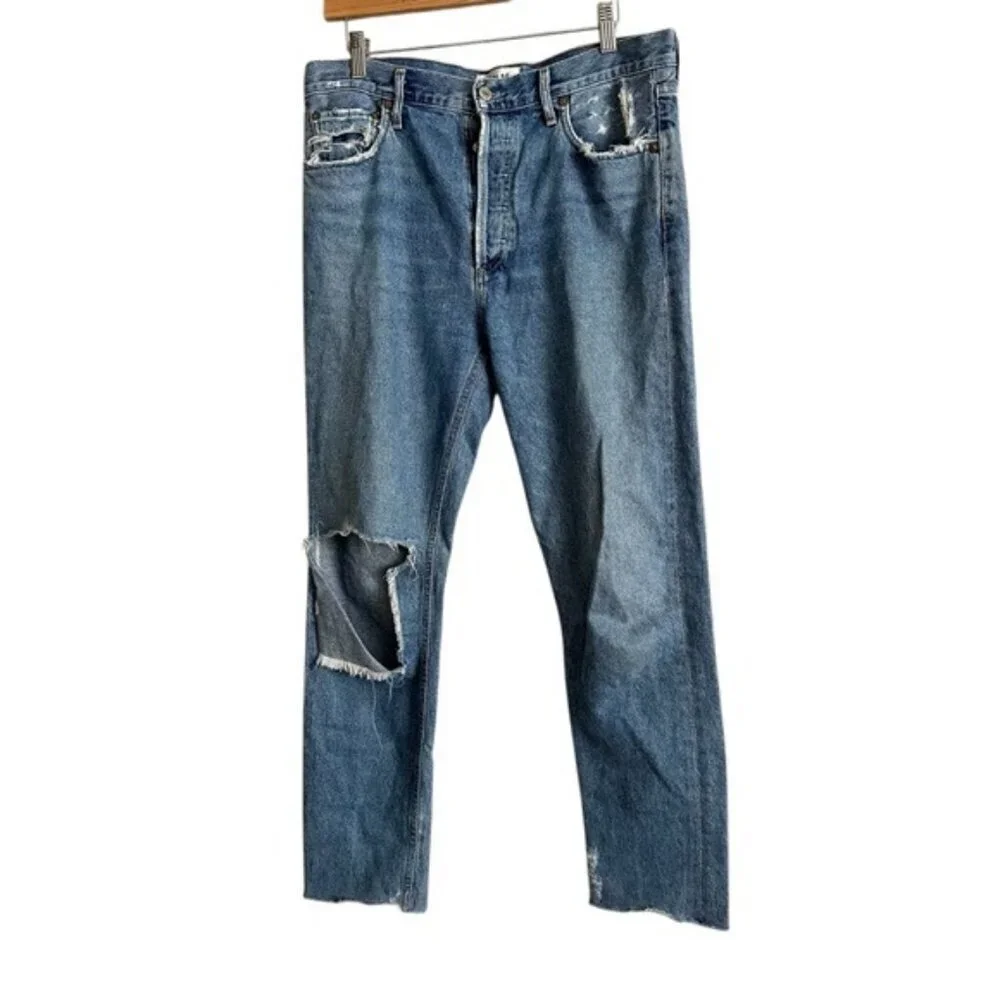 Agolde Feel Good Jamie Distressed Organic Cotton High Rise Button Fly Jeans 29 - Picture 2 of 15